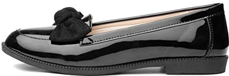 Lilley Anita Womens Black Patent Loafer with Bow - Size 6 UK - Black