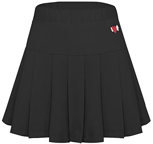 Happy Cherry Mädchen Faltenrock Schule Uniform Rock Süßer Plissee Röcke Sportskort Rock mit Innenhose Hersteller 160/DE Größe 152-158-Schwarz
