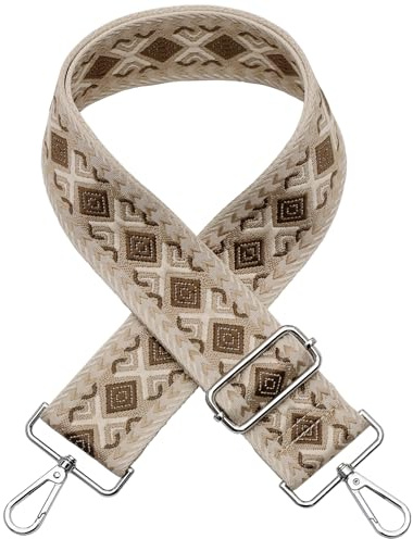AYUEBO Taschengurt 5CM Breit Schultergurt Damen Schulterriemen für Taschen | Zum Wechseln Verstellbarer Riemen 80-140cm Taschengurt DIY Zubehör für Schultertasche C&Beige&Braun Silver Clasp