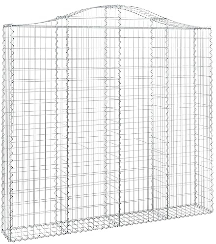 vidaXL 2x Arched Gabion Basket Cage Mesh Wire Stone Basket Outdoor Spiral Retaining Wall Planter Gardens 200x30x180/200 cm Galvanised Iron