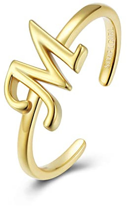 BUCHSTABEN RING 925 Sterling Silber für Damen und Mädchen, verstellbar, vergoldet, stapelbar, Alphabet Ringe mit Initialen Schmuckgeschenke, Buchstabe A