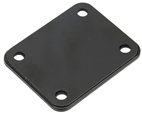 Electric Guitar Neck Plate,Square Metal Back Mounting 4 Holes with Screws Bass Guitar Neck Plate for Replacement Electric Guitar Part (Black)