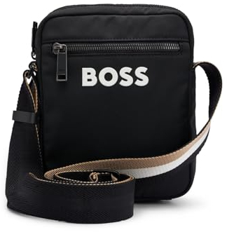 BOSS Hommes Catch 3.0 Sac porté croisé avec logo contrastant et bandoulière à rayures emblématiques