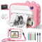 Kinder Kamera, 2,4-Zoll Display Sofortbildkamera Kinder, 1080P HD Videokamera mit 32GB Karte,3 Rollen Druckpapier 5 Farben Pinselstift, Geschenke für 3-12 Jahre Jungen mädchen Spielzeug Rosa