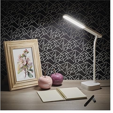 EMOS Akku-Schreibtischlampe LUCY, LED-Tischlampe aufladbar via USB, 96h Leuchtdauer, Leistung 2W, Helligkeit 100lm, kabellos, biegsam, stufenlosses Dimmen, 1m USB-Ladekabel, weiß