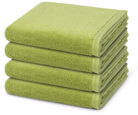Vossen - 4 teiliges Frottier-Set - Vegan Life (4 X Handtuch im Set) - 580 g/m2 - Baumwolle - Frottee - saugstark - weich und flauschig - Avocado