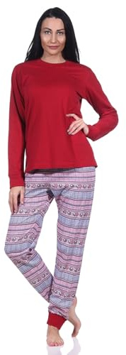 Normann Damen Schlafanzug mit Bündchen Pyjama im wunderschönen Ethnolook