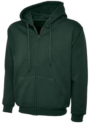 COOZO Unisex Classic Full Zip Hooded Sweatshirt - Bottle Green - 3XL