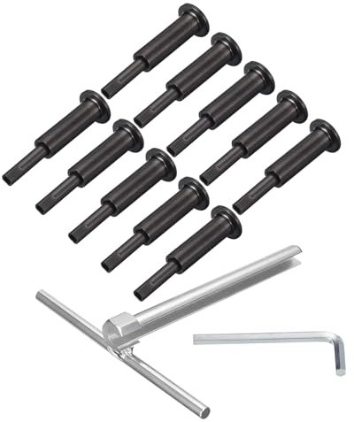 sourcing map Lot de 10 rails de câble invisibles noirs en acier inoxydable T316 de 0,3 cm, terminal caché pour poteaux de pont en bois/métal de 5,1 x 5,1 cm, garde-corps