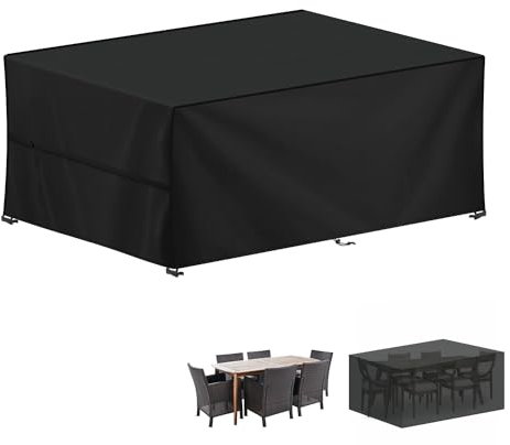 LAMUNI Housse Salon de Jardin 220x100x75cm Housse de Protection pour Meubles de Jardin, 420D Oxford Tissu Housse Table de Jardin Imperméable Bache Salon de Jardin Exterieur, Anti-UV, Rectangulaire