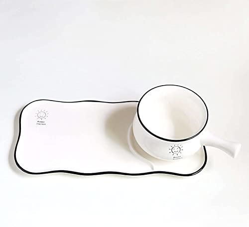 OUSIKA Dinner Plate,Serving Plate, Soup Bowls Soup Mug with Handles, Ceramic Breakfast Plates Set for Breakfast Sandwich Soup Coffee Cereal Serving Bowls-Pink Plate