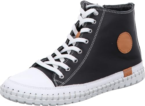 Gemini Damen Schnürboot Reißverschluss High Top Sneaker Stiefelette 395160-02, Größe:40 EU, Farbe:Schwarz