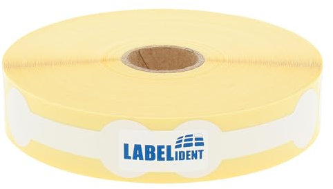 Thermotransfer-Etiketten auf Rolle weiß - 21 x 70 mm (Knochenform) - Papier, selbstklebend - 1.000 Haftetiketten auf 1 Rolle/n, 25 mm Kern, Blanko Rollenetiketten