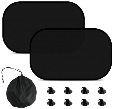 FINEVERNEK Parasol Coche Infantil Lateral, 2 Unidades Parasol de Coche Bebé,Protección UV/Ultra-Oscuro,Coche Sun Shade con Ventosa, Autoadhesivo,50 * 30cm