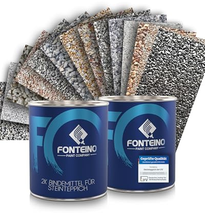 Fonteino Steinteppich Außen Komplettset – 25 kg Marmorkies Bardiglio Licht 1-4mm + 1,5 kg UV-geschütztes Bindemittel – Ideal für langlebige Außenflächen, 2 m² Abdeckung
