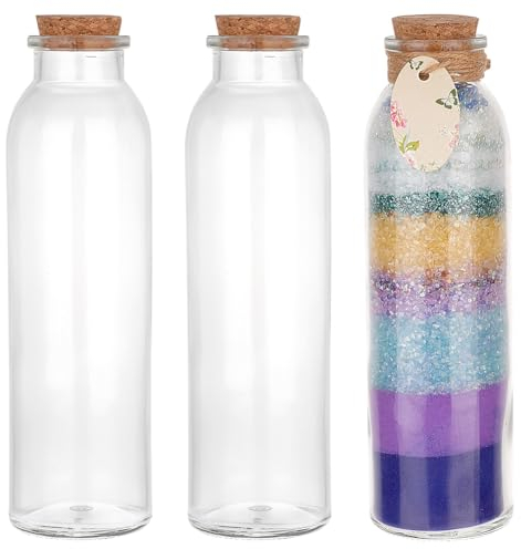 PH PandaHall Bouteilles en Verre de 360ml 3pcs Bouteilles de Souhaits Bocaux en Verre Décoratifs avec Couvercles en Liège Colonne Bouteilles Vides Bouteilles en Verre pour Décor de Fête de Mariage