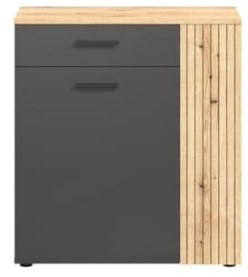 trendteam smart living - Esteban - Kommode - Anthrazit-Eiche - Schuhschrank mit Platz für bis zu 6 Schuhpaare - (BxHxT) 80 x 88 x 36 cm - Schrank in eleganter Rillenoptik - Schubladen Vollauszug