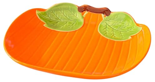 HOLIDYOYO Piatto Ceramica Forma di Zucca per Dessert e Snack Vassoio Creativo per Frutta e Cake Utensile da Tavola Elegante e Funzionale per Ogni Occasione
