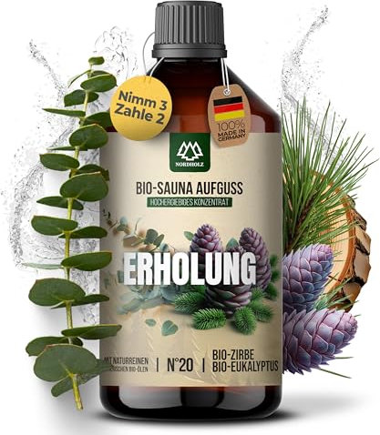 NORDHOLZ® Saunaaufguss BIO [NATURREINE ÄTHERISCHE BIO-ÖLE] Sauna Aufgussmittel #20 250ml - Sauna Aufguss aus Franken