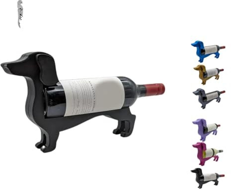 LOUPKC Portabotellas de vino con forma de perro salchicha, portabotellas decorativo novedoso, botellero con forma de perro salchicha, botellero con forma de perro salchicha for una sola botella, regal
