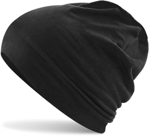 Hatstar Baumwoll Jersey Damen Beanie Mütze (11 | schwarz)