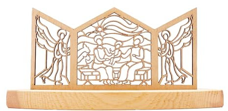Advent Kerzenhalter aus Holz, Kerzenständer Weihnachten, handgefertigte Weihnachtskrippe mit Schattenspiel, Tischdekoration Weihnachten, Weihnachtsdekoration 18 x 8,5 x 9,3 cm