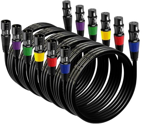EBXYA XLR Microphone Cable 1M 6 Packs, 3-Pin Balanced Male to Female Audio Cord - Durable Shielded for Mic Mixer, Recording Studio, Speaker (Professional Studio/Gig Use)
