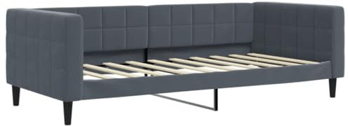 vidaXL Tagesbett, Gästebett ohne Matratze, Bettsofa Schlafsofa für Schlafzimmer Wohnzimmer, Bettgestell Lattenrost Sofa, Modern, Dunkelgrau 90x190cm Samt