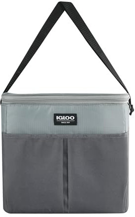 IGLOO HLC12 bolsa isotérmica Essentials en gris elegante con correa para el hombro, 8 L, adecuada para 12 latas.