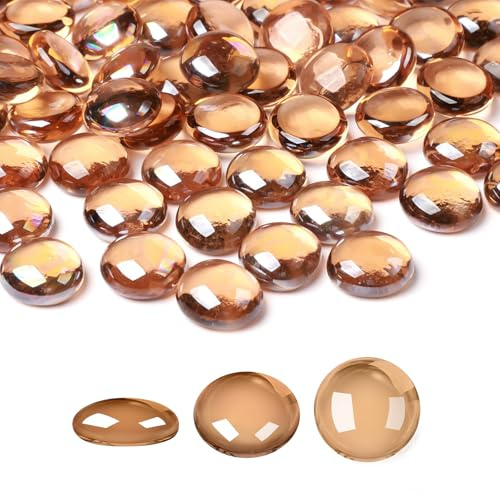 SUREAM Billes plates en verre de 0,5 kg, billes décoratives marron pour remplissage de vase, perles de verre pour aquarium, roches, vases, loisirs créatifs, décoration de table
