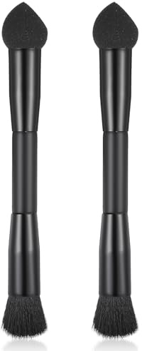 MBAIYO 2 Pcs Dual-Ended Hairline Powder Brush, Precision Hair Makeup Brush Root Concealer Brushes Set with Sponge Tip and Soft Bristles for Covering Hair Root Touch Up Contouring Blending