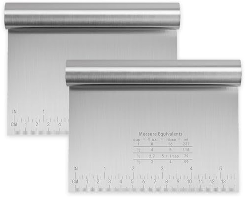 xolear 2 Pièces Coupe Pate, Coupe Pate Boulangerie, Corne Patisserie avec Poignée, Grattoir en Acier Inoxydable, Spatule Patisserie, pour GâTeau Pizza de Pain Ustensiles de Cuisine