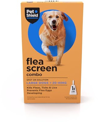 Flea Treatment for Dogs - Large Dog, Kills Fleas, Ticks, Eggs, 1 Pip | Spot-On Treatment - Kills fleas in 24hrs, Provides up to 8 weeks treatment, 1 pipette