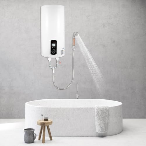 Scaldabagno elettrico da 2000 W, scaldabagno, scaldabagno elettrico, schermo LED orizzontale, scaldabagno 50 l, con mano Shower e Helpful Faucet