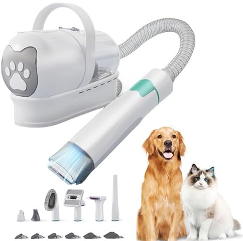 Hundehaar-Staubsauger, 400 W, 3 Geschwindigkeitsstufen, verstellbar, Haartrockner für Hunde, Katzen, 13000 Pa, Staubsauger für Hunde und Katzen, mit 6 Pflegewerkzeugen, Haarschneider für Hunde und