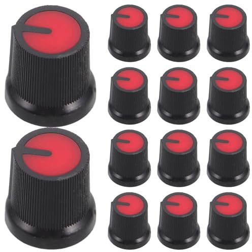 Rote Kunststoff Potentiometerknöpfe 6mm Wh148 für Verstärker, 50 Stück | Plumblütenform, Single Dual Ausführung, Präzise Drehung, Schutz und Dekor, Passend für E-gitarre