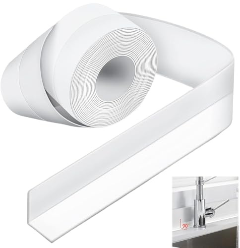 MKEAWWU Nastro Sigillante Impermeabile In Silicone Antimuffa, Profilo Autoadesivo Per Bagno E Cucina, Bianco, Larghezza 22Mm, Lunghezza 5M, 1 Rotolo