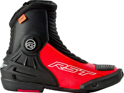 RST Tractech Evo D3O Short perforierte Motorrad Stiefel, schwarz/neon-rot, 44