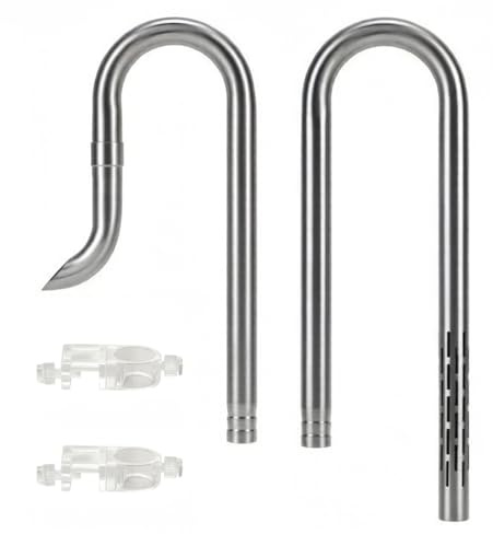 Umllpet Edelstahl Aquarium Lily Pipe Set 16/22mm, Inflow Outflow Filterrohr, 304 rostfrei, 360 Grad drehbar, mit Acrylhalter, für Pflanzenbecken und randlose Aquarien, kompatibel mit 16mm Schlauch