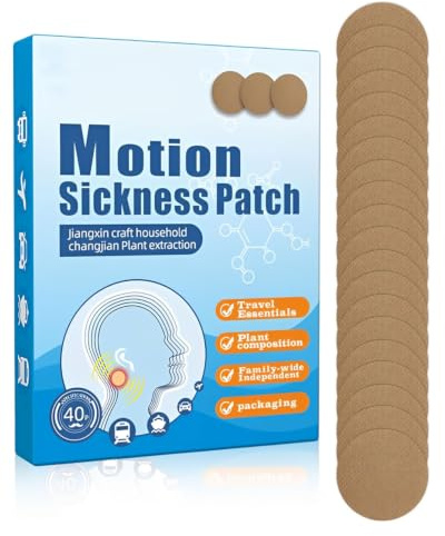 Zeayebsr 40 Stück Motion Sickness Pflaster, Reisetabletten,Reiseübelkeit Seekrankheit Pflaster Pflaster gegen Reisekrankheit für Auto Boot Flugzeug Reise Langzeitwirkung, Stil B