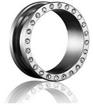 eeddoo Flesh Tunnel Kristall Silber Titan 1,2 mm