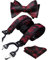 HISDERN Rote Hosenträger für Herren Paisley Y Form mit 6 starken Clips Längenverstellbar Herren Hosenträger und Fliege mit Einsteckuch…