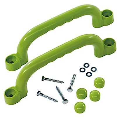 2 Pack Playground Safety Grab Handles, Non-Slip Plastic Playground Handles for Treehouse, Climbing Frame, Jungle Gym, Swing (Green)