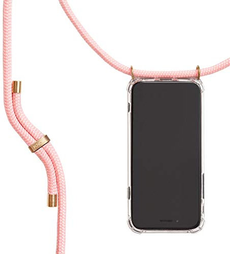 KNOK Handykette Kompatibel mit iPhone 8 / iPhone 7 / iPhone SE (2020) - Silikon Hülle mit Band - Handyhülle für Smartphone zum Umhängen - Transparent Case mit Schnur