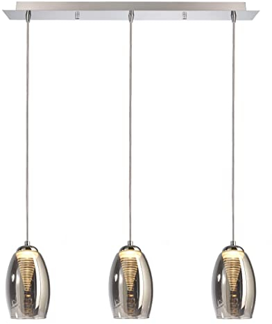 Deko-Light | LED-Pendel-Leuchte Decken-Hänge-Lampe chrom rund Ø 12 cm Glas 3000K 3x6 Watt dimmbar | Elektra