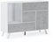 Skraut Home | Aparador para Salón o Comedor | 86 x 120 x 40 cm | Buffet con 1 Puerta + 3 Cajones | Modelo Wind | Madera Resistente | Acabado Blanco/Cemento