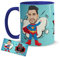 Kembilove Tazas Desayuno con Caricaturas Personalizadas y Nombre – Tazas de café Personalizadas Aquí bebe un Super Cuñado – Regalos originales Familia