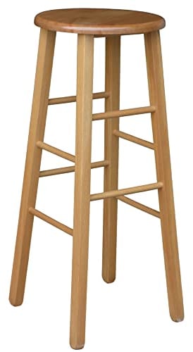 okaffarefatto zimbardi costanza Tabouret en bois avec assise ronde h80 cm en noyer clair jambe droite