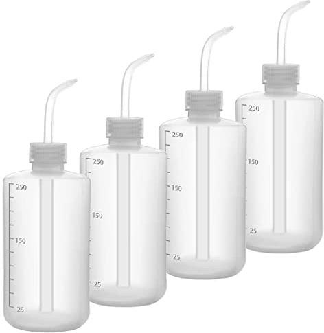 JESSTOLO Waschen Flasche Kunststoff, 3 Stück Spritzflasche Laborflasche Waschflasche 250ml, Pflanzen Wasser Blume des Frischen Flasche Transpartent Spritzflasche Waschen