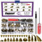 Swpeet 96 Sets 12-Stile Bronze Mixed Shape Spikes und Studs Metall Schraube Back Bullet Cone Studs und Spikes Nieten Leder Nieten Kit mit Installationswerkzeugen für DIY Handwerk Leder Handwerk